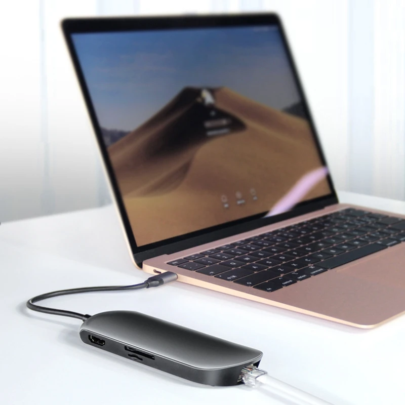 8 в 1 концентратор Usb Type C Hdmi 4K Usb C концентратор для Gigabit Ethernet Rj45 Lan адаптер для Macbook Pro Thunderbolt 3 Usb-C порт зарядного устройства Si