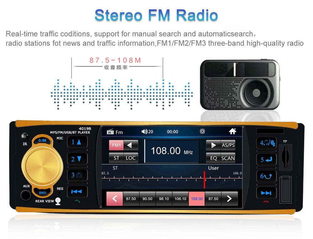 4,1 дюймов 1 Din автомобильное радио аудио стерео AUX FM радио Bluetooth Авторадио MP5 мультимедийный плеер с камерой заднего вида дистанционное управление