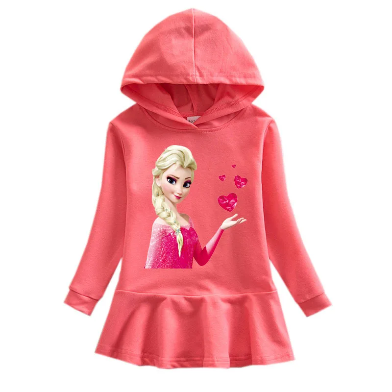 Q30248-6 Свитер с капюшоном для подростков; платья; детская одежда; Vestidos; нарядное платье для девочек; осенняя одежда для маленьких девочек; костюм принцессы Эльзы - Цвет: Q30248-6
