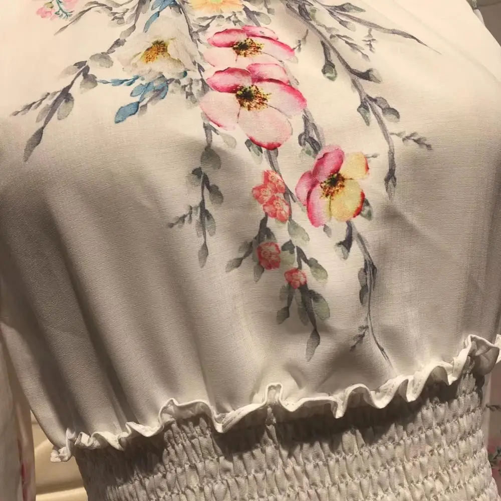 Zim Брендовое длинное женское платье с цветочным принтом в стиле подиума, Boho, Пляжное, белое, фонарь, туника с длинным рукавом, винтажное элегантное женское платье