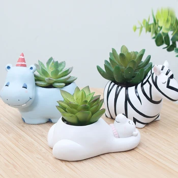

Succulent Plant Pot Cute Animal Flower Planter Flowerpot Creative Zebra Hippo Design Lovely Panda Home Garden Bonsai Pots