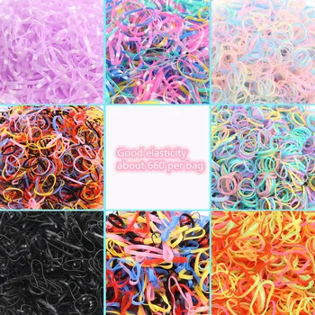 

660 pcs Children's Rubber Bands Strong Continuous Pull One-off Rubber Bands Children's Colorful Hair Bands Rubber Bands Hair Rop