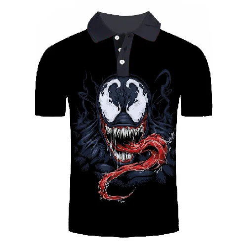 Брендовая одежда для мужчин venom 3d печать Поло рубашка мужская повседневная однотонная Мужское поло рубашка с коротким рукавом высокое качество Мужская одежда топы - Цвет: polo-313