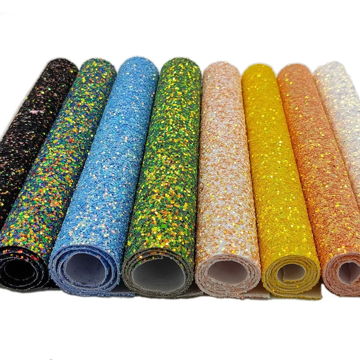 

8pcs Chunky Glitter Rainbow Faux Leatherette Sewing Fabric Sparkly iridescent DIY Toy Bag Bows Earring Handmade Craft 20*15cm