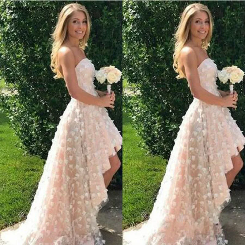 strapless high low wedding dress