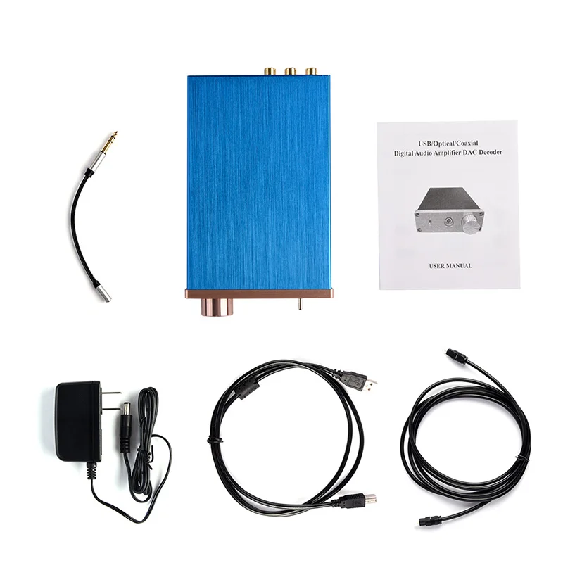 

US Plug NK-P90 With USB/Fiber/Coax Digital Audio Amplifier DA-C Decoder Audio Converter 12V/DC Power Supply With Cables Set