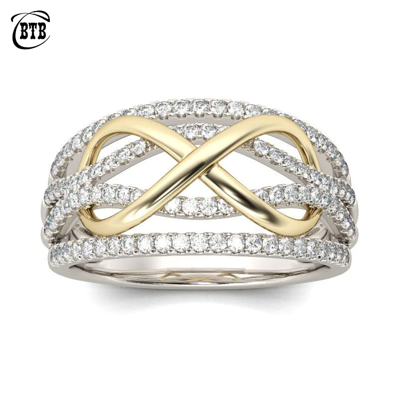 Дизайн, обручальные кольца Forever Love для женщин, серебряный цвет, медь с AAA кристаллами, камни вечность, бесконечный шарм, ювелирные изделия на палец