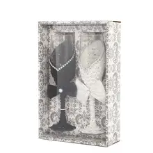 2 шт. набор свадебных стеклянных креативных черно-белых платьев с кристаллами для свадебного шампанского