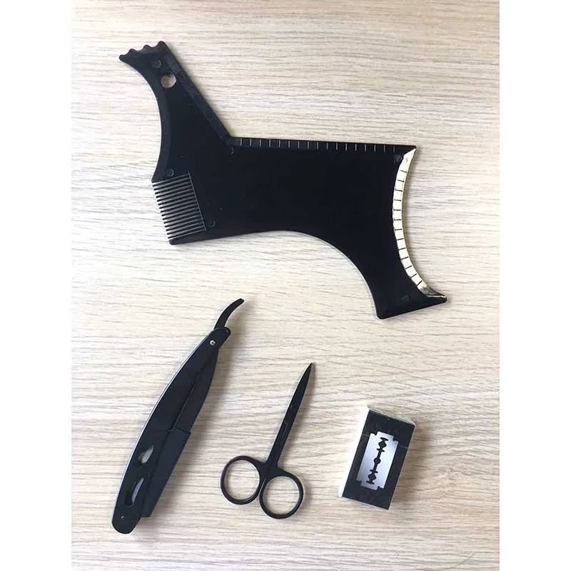 ABVP The Beard Shaping Tool Kit Includes a Contoured Comb and a Professional Straight Edge Razor and a Double-Edged Blade and St