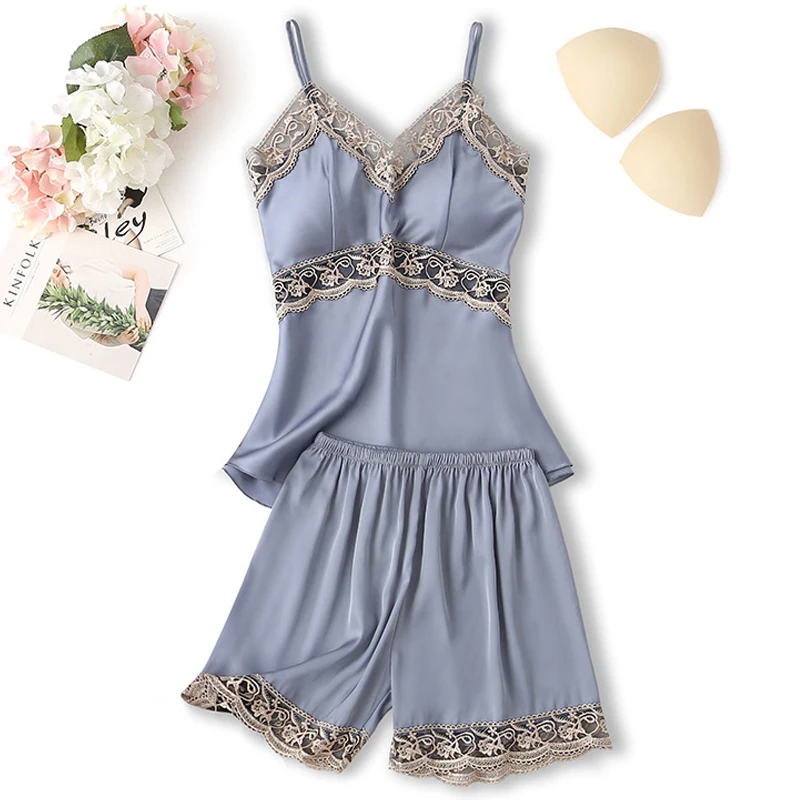 Women's Suit Sleepwear Summer V Neck Sexy Pyjamas Women Spaghetti Strap Pijama Shorts Female Pajamas 2021 Fashion Girl Nightie