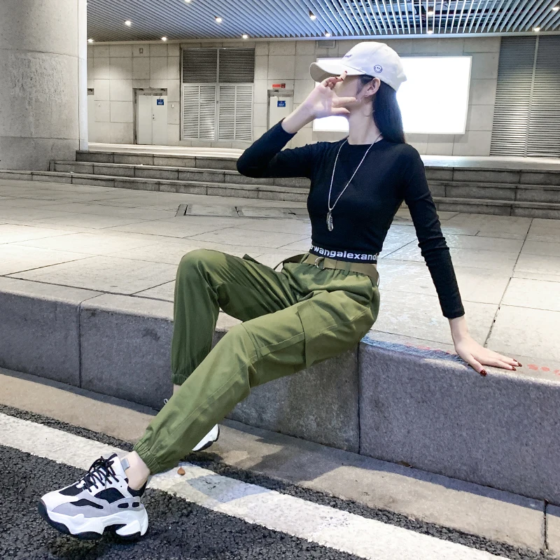 

Summer new campaign loose hip-hop foot overalls cultivate one's morality show thin beam ins tide two-piece women with short slee