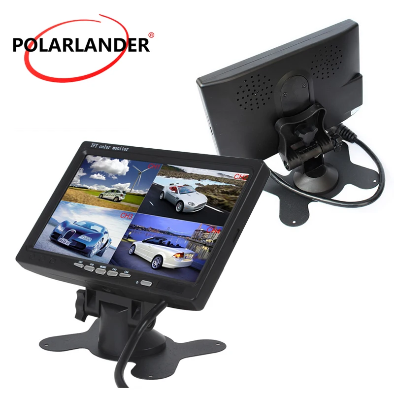 7&quot LCD 4CH Video input Car Monitor For Front Rear Side View Camera Quad Polarlander Split Screen 6 Mode Display DC12V-24V | Автомобили