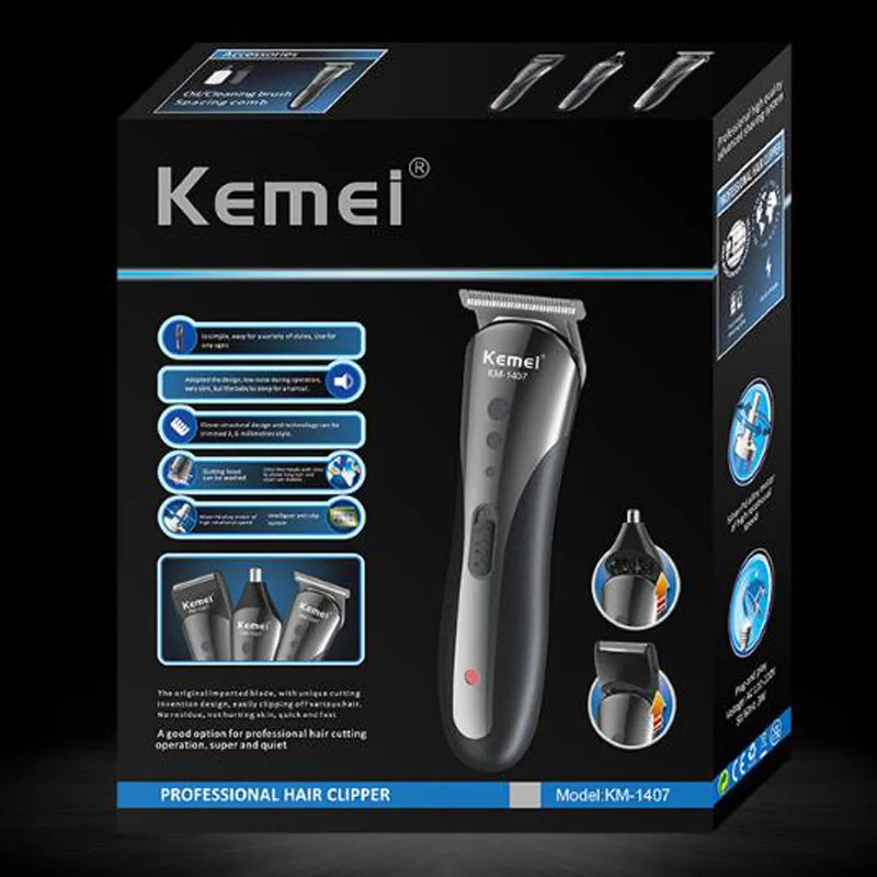 KM-1407 Rechargeable Electric Nose Hair Clipper Multifunctional Men Hair Trimmer Professional Electric Shaver Beard Razor_013