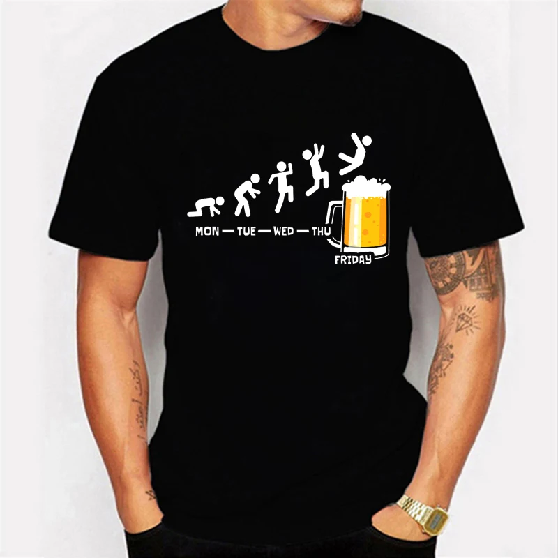 

Friday Beer Print Men's Brand T-shirts Funny Tops Graphic Hip Hop Summer Funny Men Tshirts Streetwear Ulzzang Harajuku T-Shirt