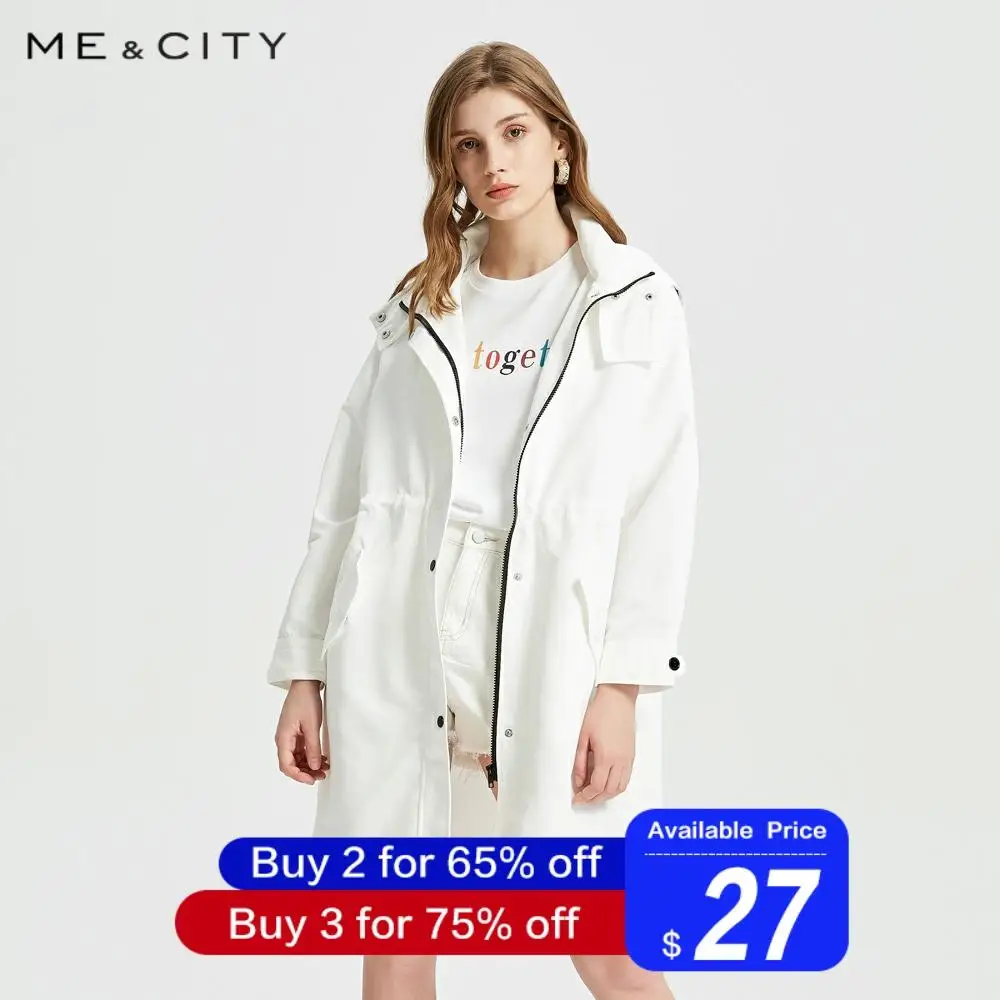 Me& city, новинка, женская верхняя одежда высокого качества с капюшоном, женское однотонное пальто, модная трендовая элегантная ветровка