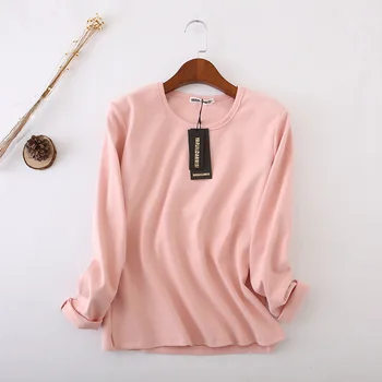 

Women T Shirts Long Sleeve High Neck Gray solid color Warm Top Milk Silk Base Shirt Fashion White