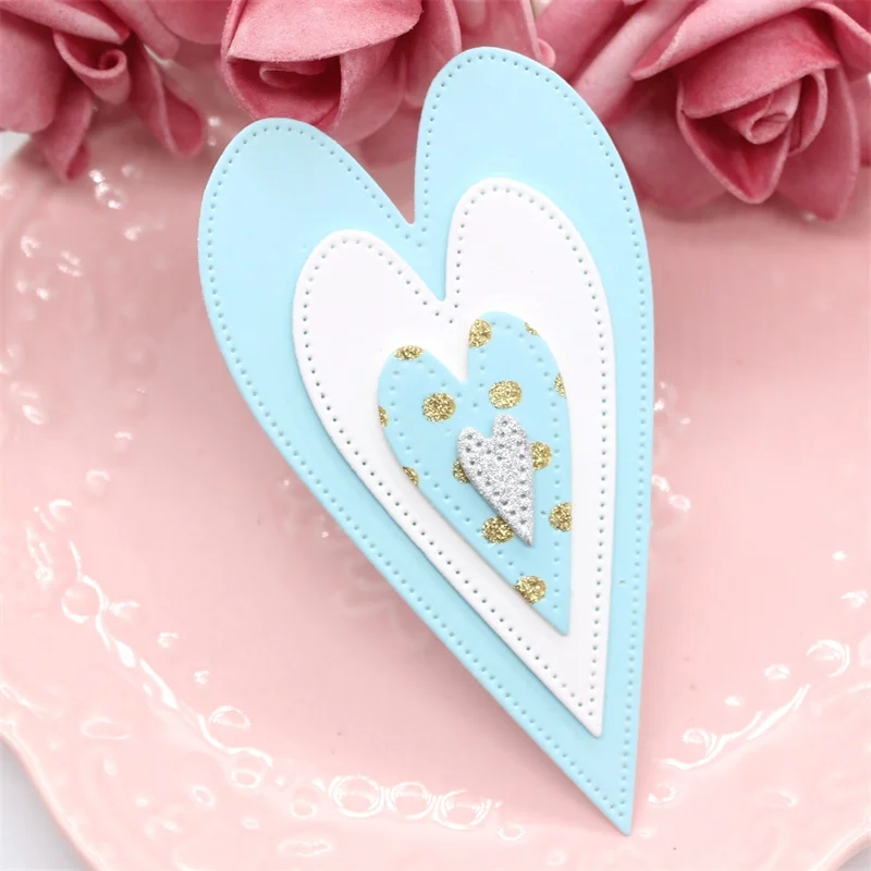 

KSCRAFT Stitching Skinny Primitive Hearts Metal Cutting Dies Stencils for DIY Scrapbooking Decorative Embossing DIY Paper Cards