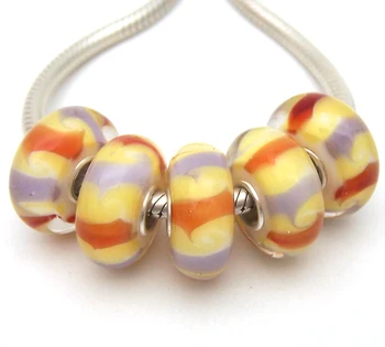 

JGWG1055 5X 100% Authenticity S925 Sterling Silver Beads Murano Glass beads Fit European Charms Bracelet diy jewelry Lampwork