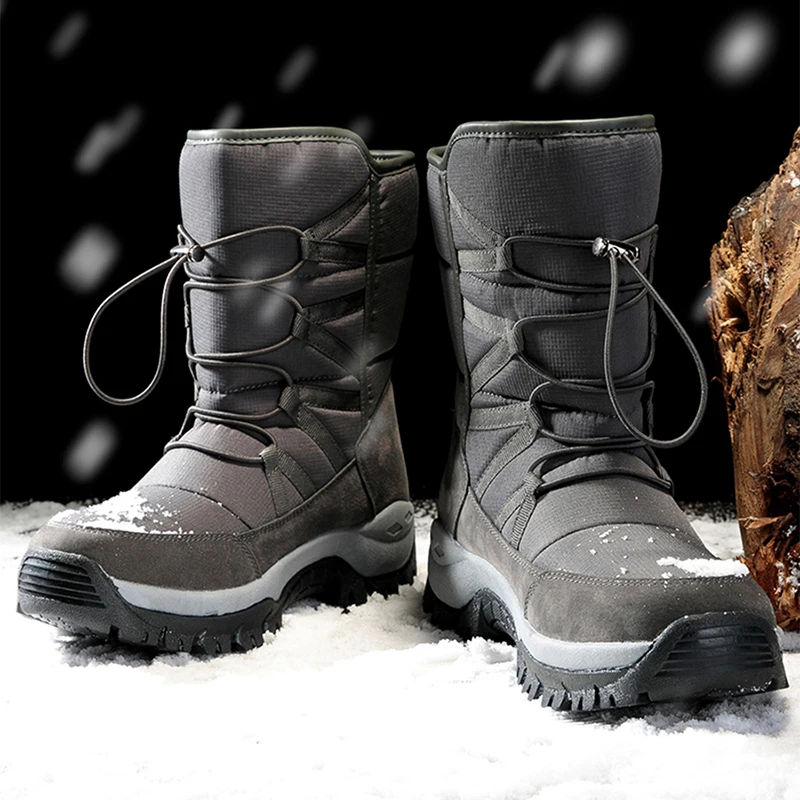 Snow Boots Men Waterproof Mens Winter Boots With Fur Winter Shoes Nonslip Men Platform Thick Plush Warm Botas