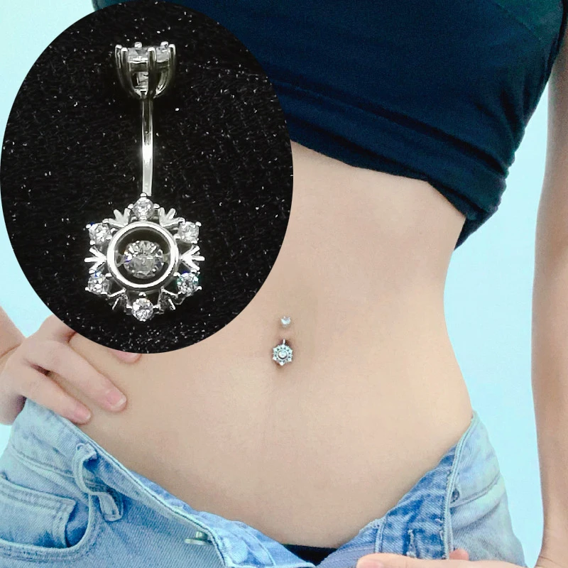 AtoZ Piercing Fancy Filigree Flower with Heart Dangling 925 Sterling Silver with Stainless Steel Belly Button Rings