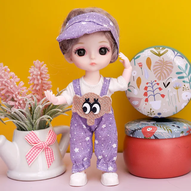 New 16 cm BJD Mini Doll 13 Movable Joint Girl Baby 3D Big Eyes Beautiful DIY Toy Doll with Clothes Dress Up 1/12 Fashion Doll 5