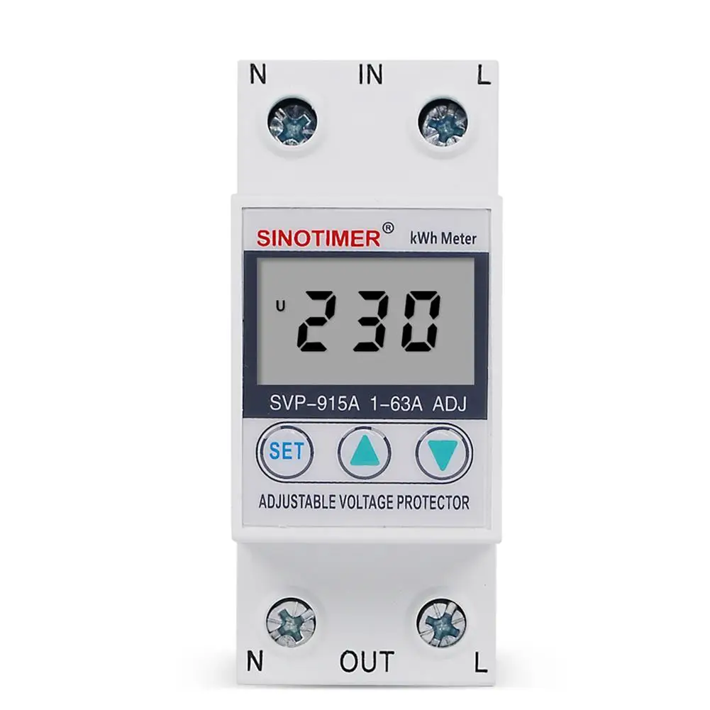 

LanLan 220V Home Intelligent LCD Single Phase Adjustable Auto Recovery Over Under Voltage Protector Current limit switch