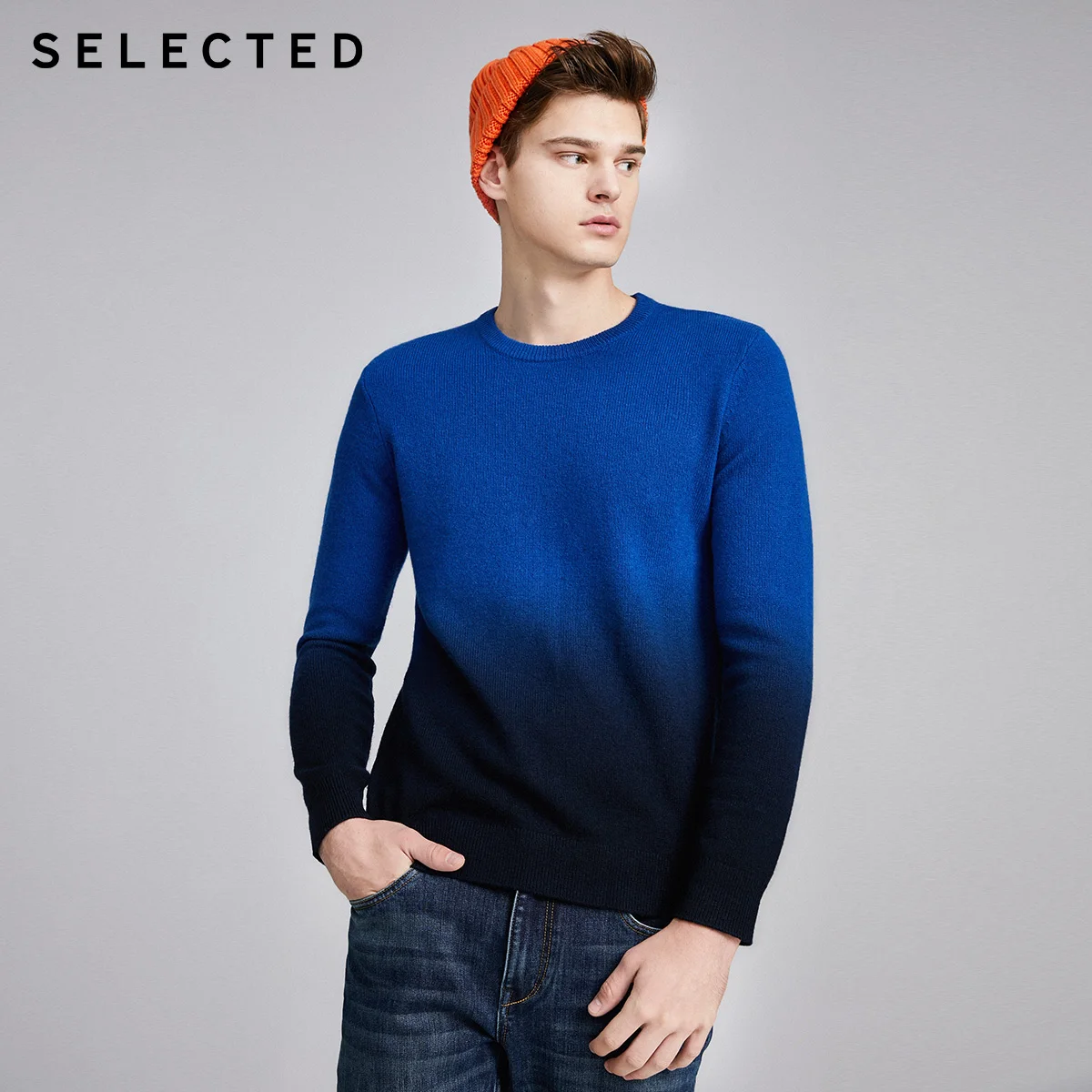 Отборные мужские зимние шерсть пуловер вязать градиент свитер одежда S | 419425518 - Цвет: TRUE BLUE