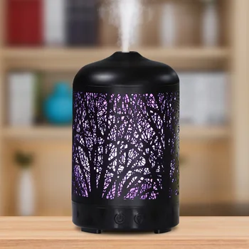 

100ml Air Humidifier Aroma Essential Oil Diffuser Iron Metal Ultrasonic Mist Maker with 7 Color Light for Bedroom Home SPA