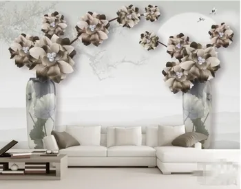 

CJSIR 3d Wallpaper Custom Vintage Jewelry Flowers Living Room TV Background Wall Papier Peint 3d Wallpaper for Living Room