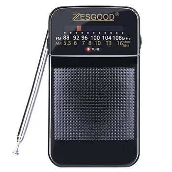 

ZesGood Portable Radio AM FM Radio Battery Operated for Walking Hiking Camping Powered by 2AA Battery, Power Saving