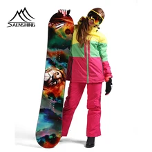 SAENSHING лыжный костюм для женщин водонепроницаемая куртка для горного катания на лыжах+ сноуборд брюки для девочек ветрозащитный супер теплый зимний комплект для женщин