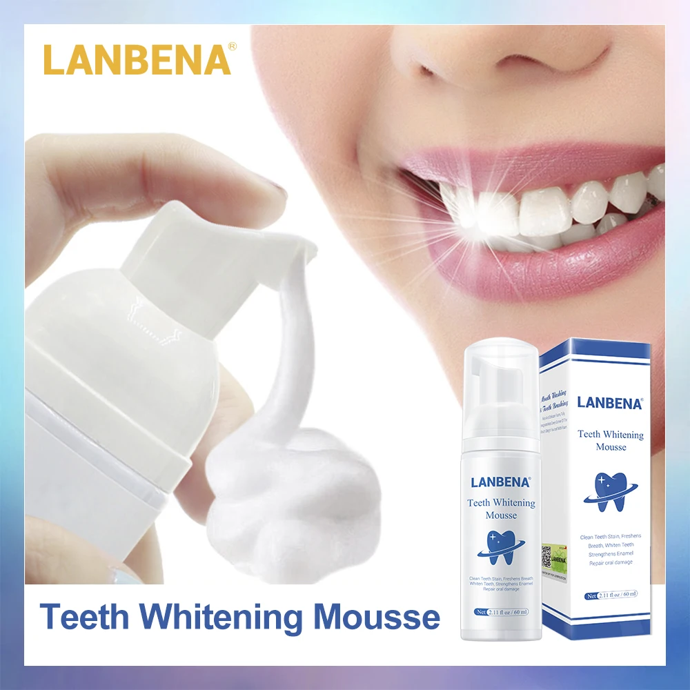 LANBENA отбеливающий мусс для чистки зубов, свежая сияющая зубная паста, удаляет пятна от налета, неприятное дыхание, гигиена полости рта, стоматологический инструмент