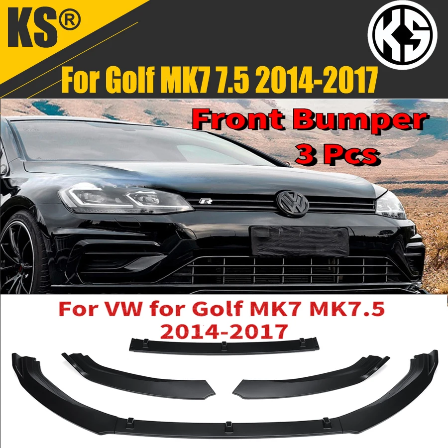 

3PCS For VW For Golf MK7 MK7.5 2014 2015 2016 2017 Car Front Bumper Splitter Lip Spoiler Diffuser Guard Body Kit For Volkswagen