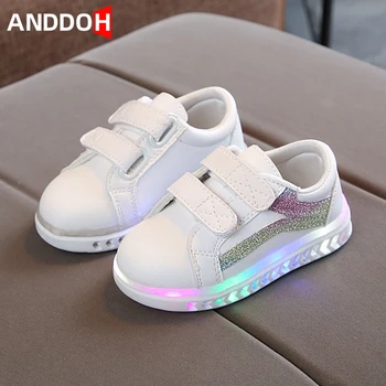 

Size 21-30 Children Shoes with Breathable Girls Anti-slippery Luminous Shoes Boys Led Light Up Sneakers Baby Glowing Sneakers