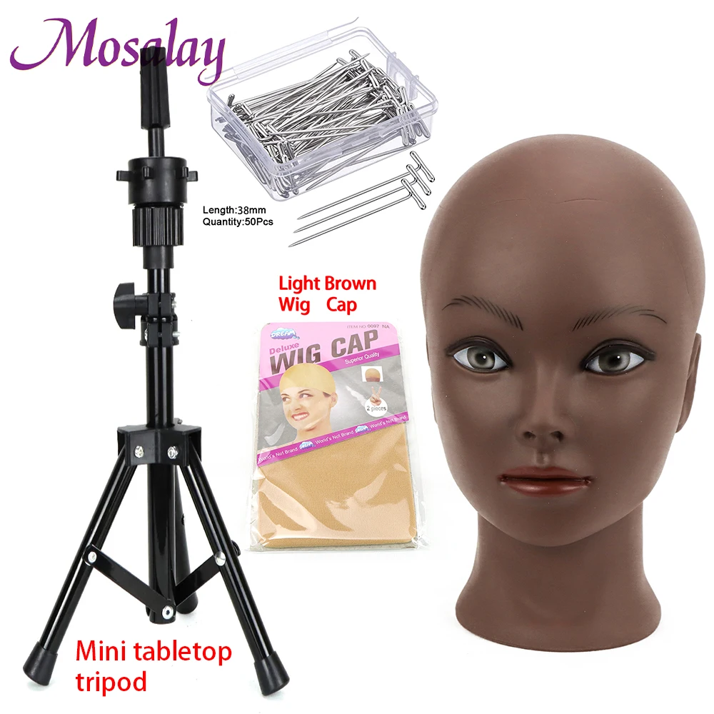 Afro Blad Mannequin Head with Tripod Training for Wig Making Hat Display Cosmetology Manikin Makeup Practice |
