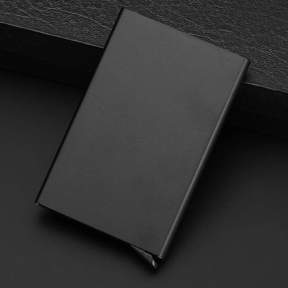 black color B Oswego алюминиевый держатель для кредитных карт для мужчин тонкий защитный футляр для удостоверения личности RFID Автоматический чехол для банковских карт унисекс мини кошелек - Цвет: black color B