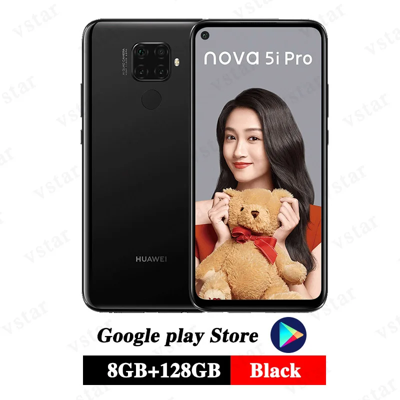 Мобильный телефон huawei Nova 5i Pro 6,26 ''8 GB 128GB Kirin 810, четыре ядра, разблокировка отпечатков пальцев, 48MP, четырехъядерный процессор GPU Turbo - Цвет: 8G 128G Black