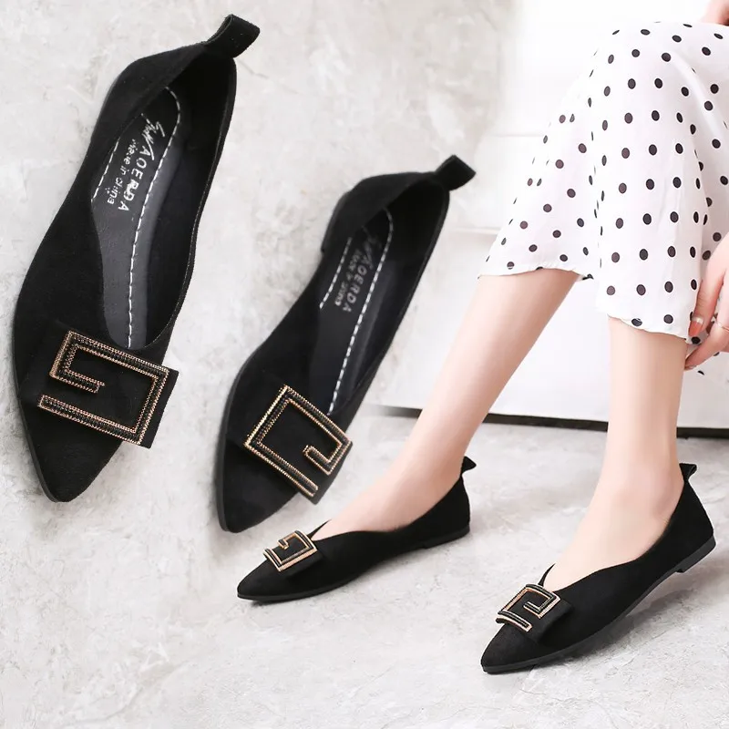 

Shoes Women's 2020 Spring Summer New Style Pointed-Toe-Style Moccosins Flat Versatile Slip-on Casual Low-Cut WOMEN'S Shoes