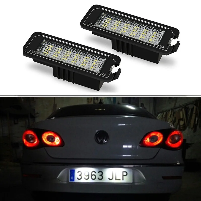 

2PCS LED License Number Plate Light No Error For VW Golf MK4 MK5 MK6 Passat 4D Sedan Polo CC Eos Scirocco License Plate Lamps