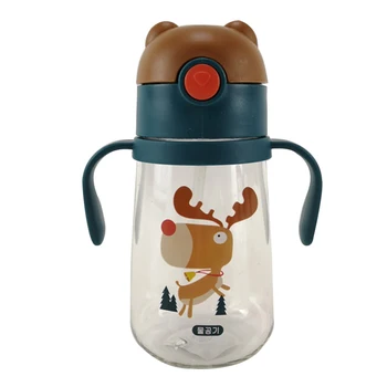 

400ml Baby Drinkware Cartoon Animal Infant Learning to Drink Cup Handle Strap Children Cups Hiking Camping Bottle
