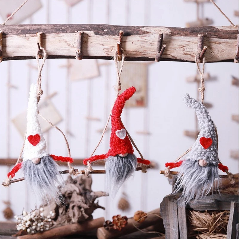 

1PC Cloth Santa Claus Christmas Toy Pendant Decoration DIY 3Colors Christmas Tree Home Party Kids Gifts Supplies