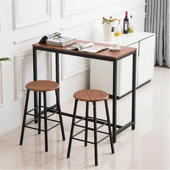 

Wood Simple Bar Table Round Tall Bar Stool Set Living Room Furniture Kitchen Furniture One Table And Two Stools Set