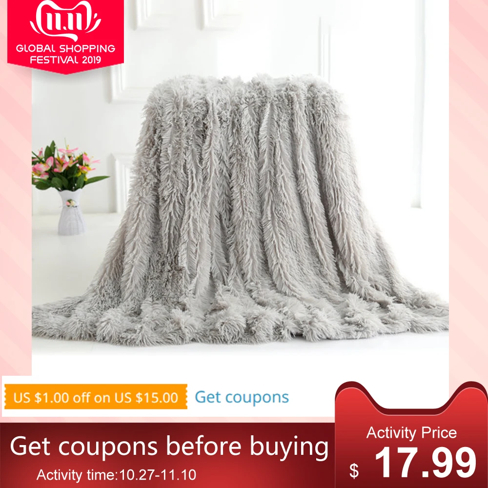 

Long Fur Blanket Microfiber Polyester Super Soft Throw Blanket Solid Shaggy Faux Fur Lightweight Warm Cozy Plush Fluffy Blanket