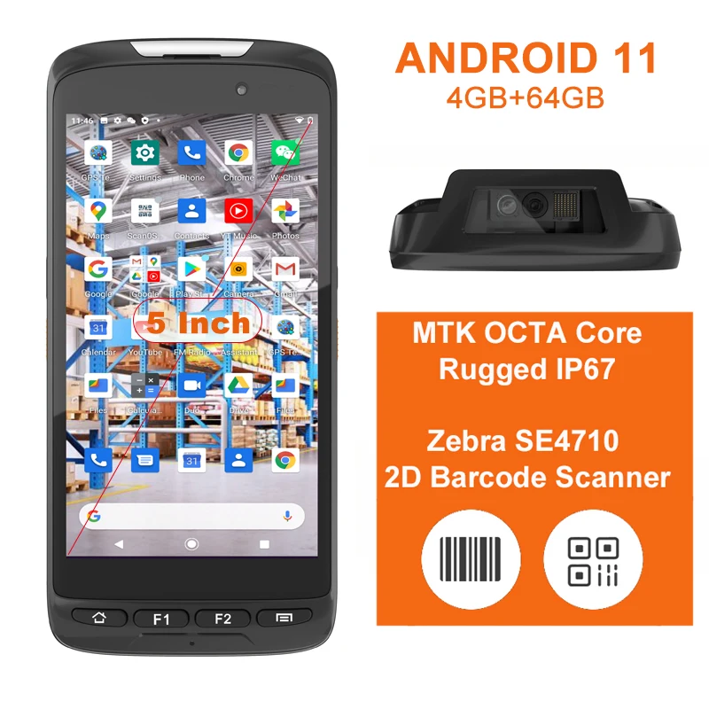 Дешевая Заводская цена Android 11 OS 4G 64G портативный терминал PDA 1D Honeywell 2D сканер