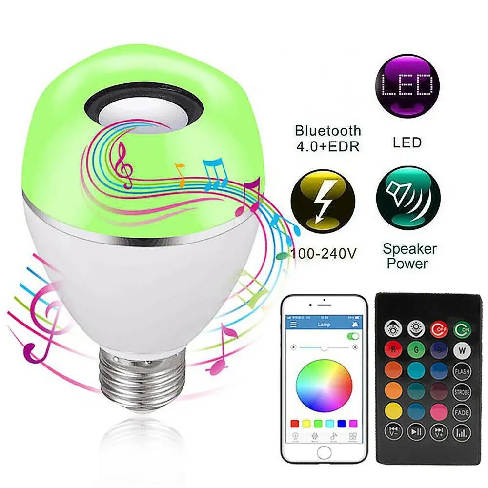 Модный бренд горячий E27/B22 8W RGB USB Bluetooth светодиодный цветной светильник умная музыкальная игровая лампа+ 24 ключа - Цвет: as shown