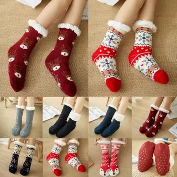 

Home Warm Twist In Tube Socks Women Autumn Winter Soft Cozy Fuzzy Fleece-lined Xmas Gift With Grippers Slipper Indoor Wear Socks