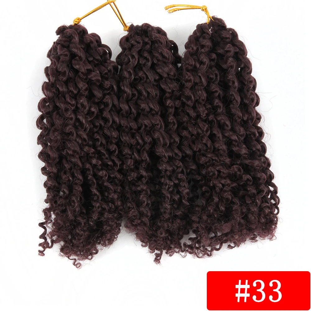 Pageup Омбре Весна Твист волосы вязанные косы 8 дюймов афро кудрявые синтетические волосы для наращивания для женщин плетение волос 3 шт./упак - Цвет: 33