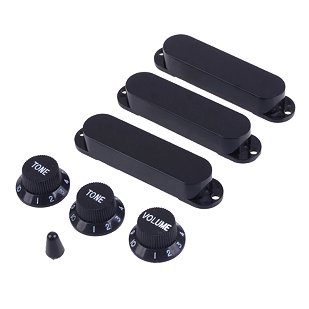 1 Set Plastic Closed Single Coil Pickup Cover with Crontrol Knob Switch Tip for Electric Guitar Parts