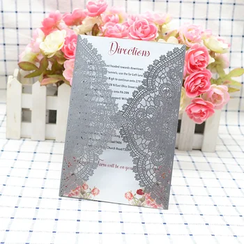 

Gate fold wedding invitation laser cut lace