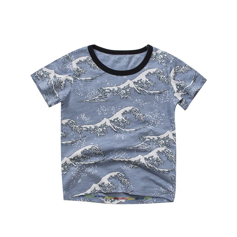 

2019 Summer New Style Full Printed Pattern T-shirt CHILDREN'S Short-sleeved Clothes Half Sleeve T-shirt round Neckline T-shirt